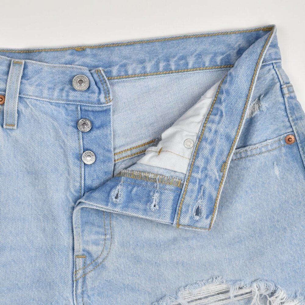 Levi's 501 Distressed Denim Jean Cut Off Shorts - 30 - Picture 5 of 9